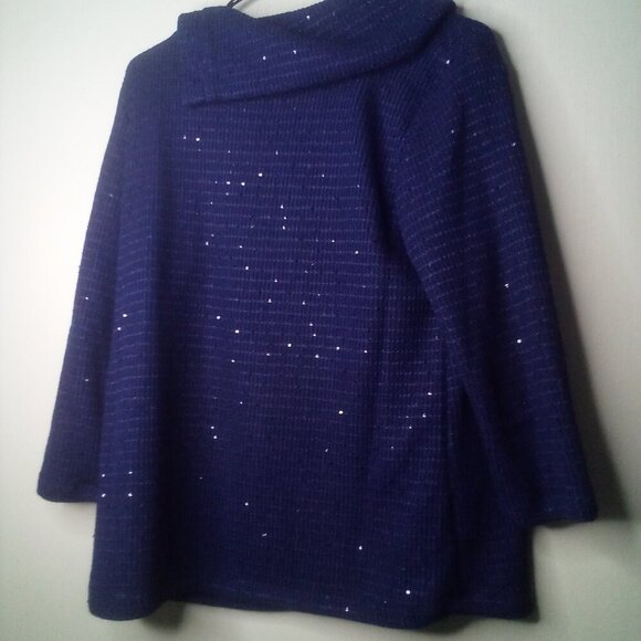 Ruby Rd Sweater M Women Pullover 3/4 Sleeve Cowl Neck Button Detail Blue - Picture 5 of 14